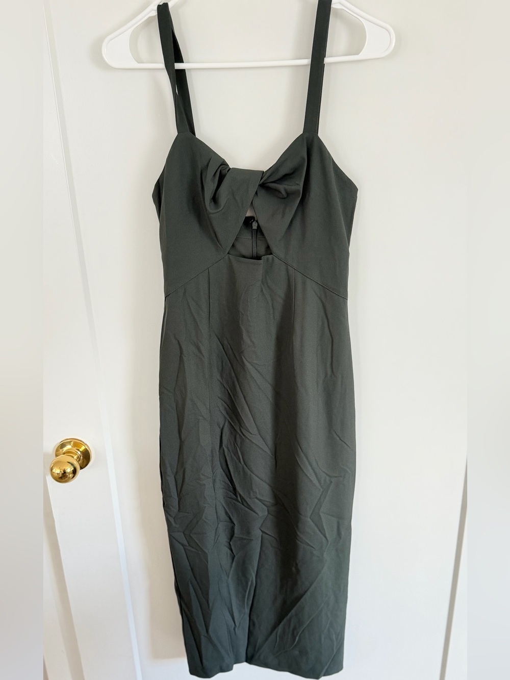 BHLDN Evonna Dark Green Twist-Front Cut-Out Dress Sz 0